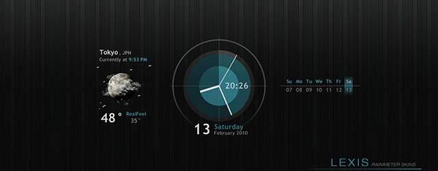 Rainmeterスキン クールな時計 カレンダー 天気のセット Lexis