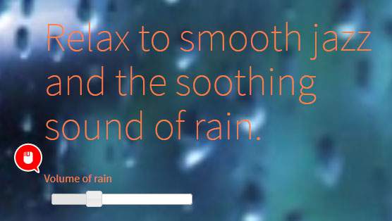 「Volume of rain」で雨音の音量調整