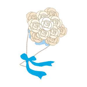 結婚式のイラスト「白いバラの花束・ブーケ」