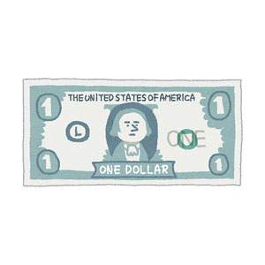 １ドル札のイラスト（お金・紙幣）