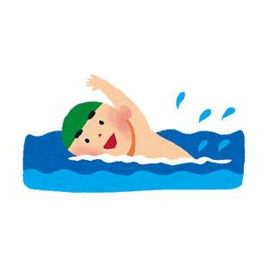 海水浴のイラスト「クロールをする男の子」