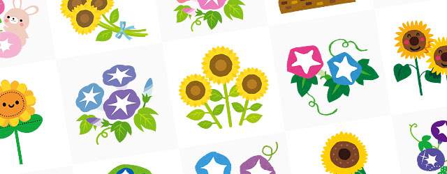 無料イラスト素材 夏の花のかわいい画像まとめ ひまわり 朝顔 Switchbox