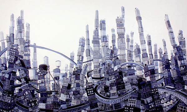 積み木のような街を精密に描いたイラストレーション作品 - 01