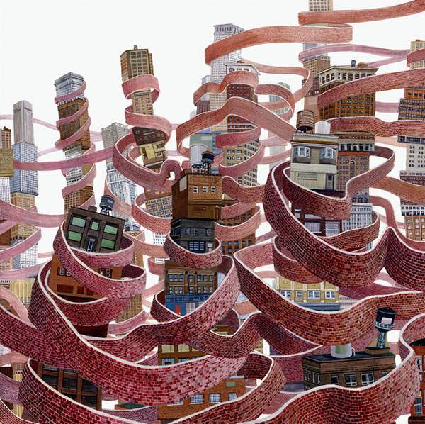 積み木のような街を精密に描いたイラストレーション作品 - 02