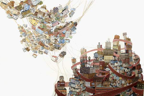 積み木のような街を精密に描いたイラストレーション作品 - 08