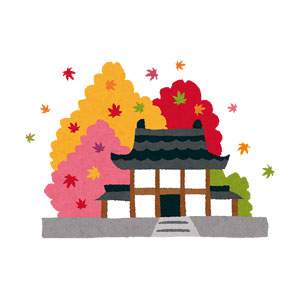 紅葉のイラスト「京都のお寺」