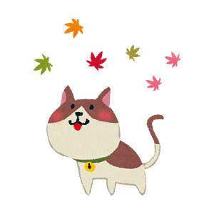 紅葉のイラスト「猫」