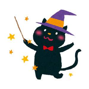 ハロウィンのイラスト「黒猫の魔法使い」 