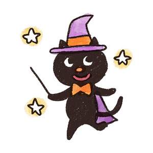 ハロウィンのイラスト「黒猫の魔女」