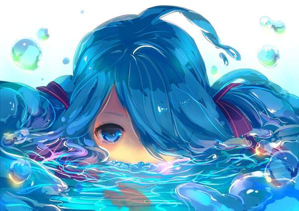 無料壁紙 透明感が綺麗 ボトルミクのボカロイラスト画像まとめ 金魚 水泡 Switchbox