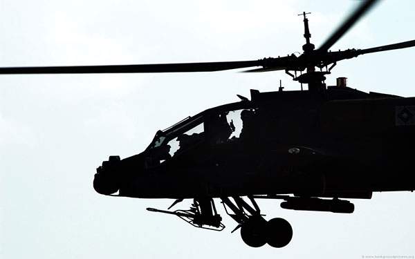 戦闘ヘリコプターをシルエットで撮影したクールな写真壁紙画像