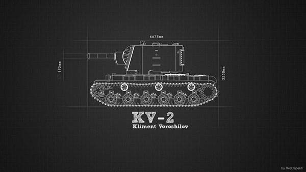 戦車を真横から見た設計図風にデザインしたシンプルなイラスト壁紙画像