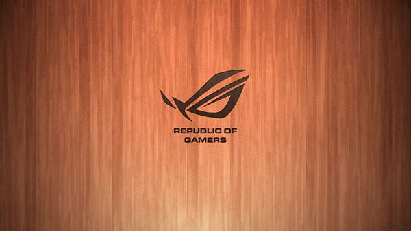 Republic of Gamers のロゴの木目壁紙画像