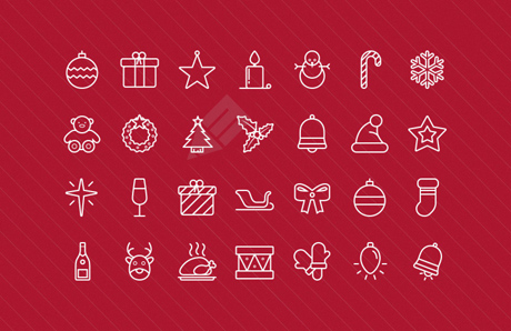 Outlined Vector Christmas Icons 2