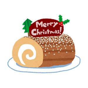 クリスマスケーキのイラスト「ブッシュドノエル」