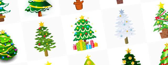 無料イラスト素材：クリスマスツリーの可愛い画像まとめ（星飾り・オーナメント）