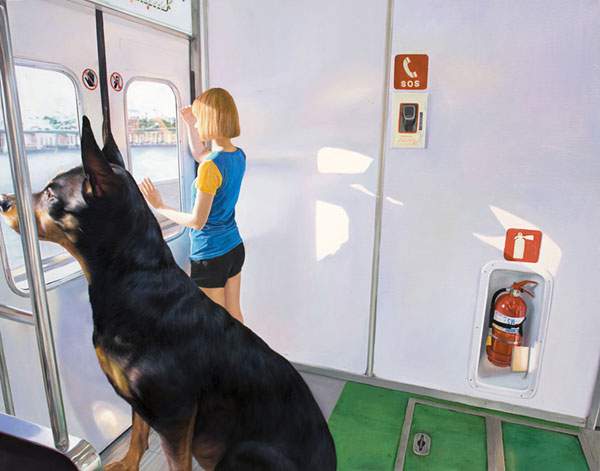 少女と巨大な犬を描いた油絵作品シリーズ - 02