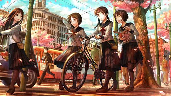 無料壁紙 可愛くてオシャレな自転車のイラストまとめ 女子高生 夕焼け くま Switchbox