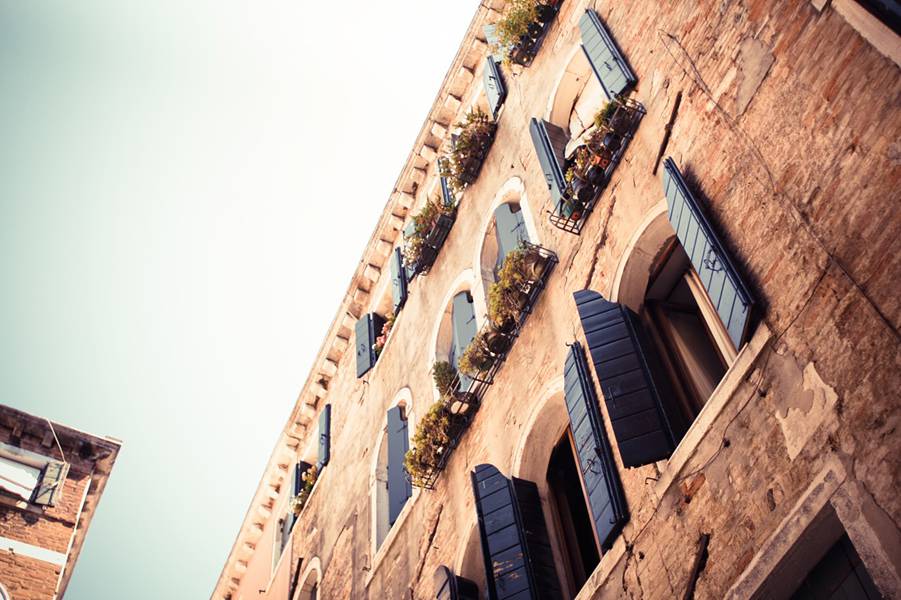 Old Blue Wooden Windows in Venice