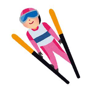 冬季オリンピックのイラスト「スキージャンプ」
