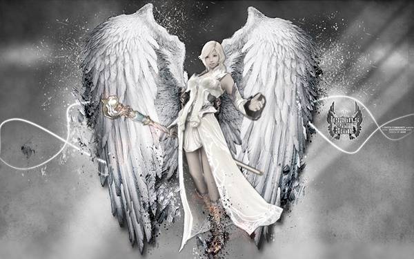 02.大きな翼を持った天使を描いた美しいイラスト壁紙画像