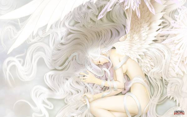 10.眠る天使を描いた繊細で綺麗なイラスト壁紙画像