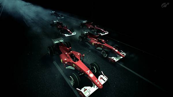 10.暗闇の中のF1レーシングカーを撮影したカッコイイ写真壁紙画像