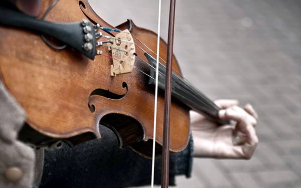 10.バイオリンの弦と弓の部分をアップで撮影した写真壁紙画像