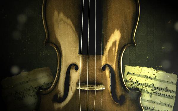 11.バイオリンと楽譜を撮影した写真壁紙画像