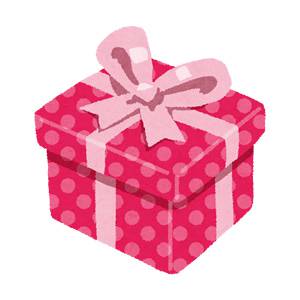 プレゼントのイラスト「ピンクの箱とリボンのプレゼント」