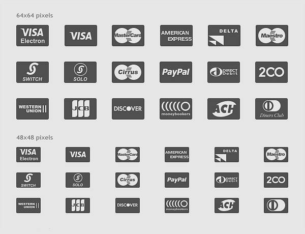Payment Card Glyphs Icon Set