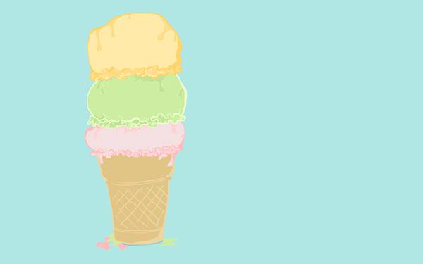 11.美味しそうな三段アイスをゆるいタッチで描いたイラスト壁紙