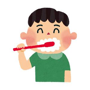 歯磨きをする男の子のイラスト