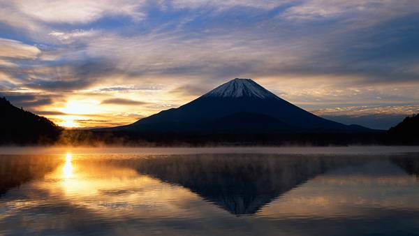 01.富士山と沈む夕日を撮影した美しい写真壁紙画像