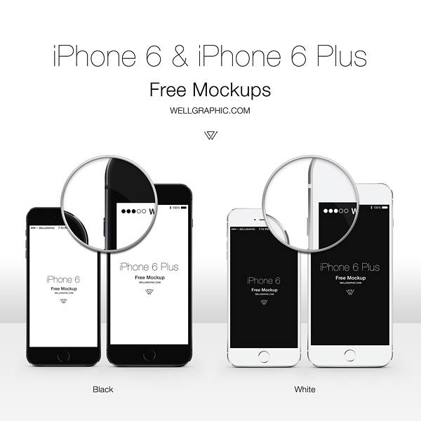 Apple iPhone 6 and iPhone 6 Plus Mockup PSD