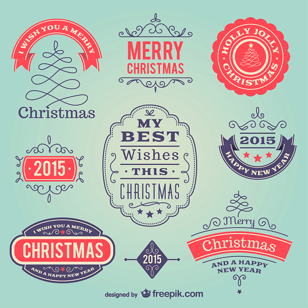 Retro style Christmas labels