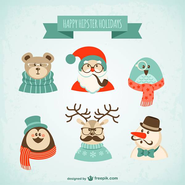 Hipster Christmas characters