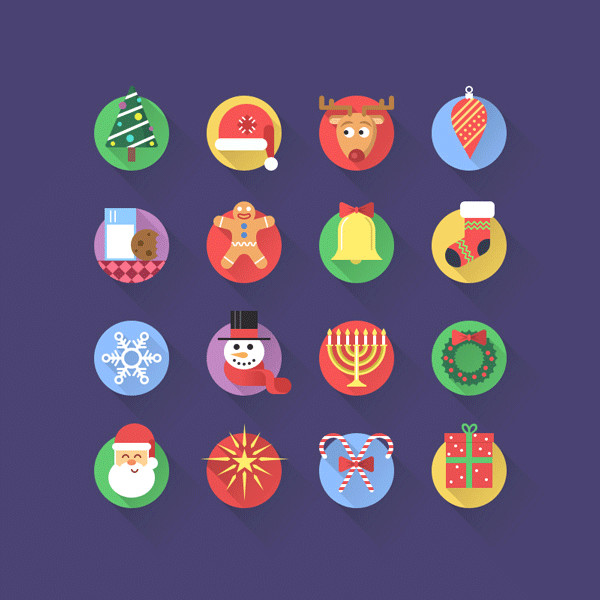 16 Fresh Flat Christmas Icons