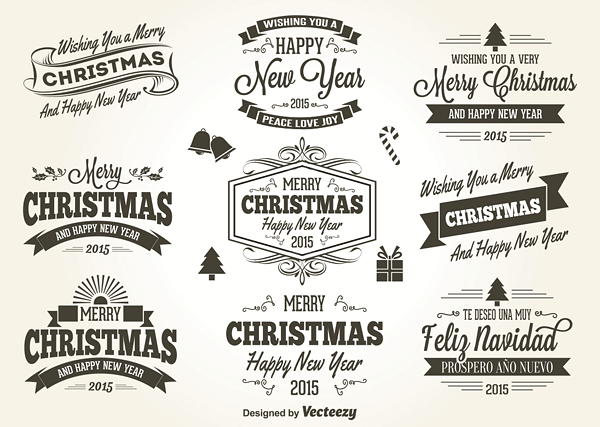 Retro Style Christmas Labels