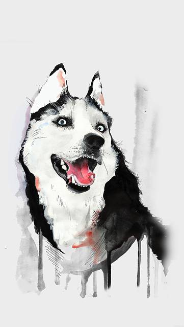 塗料で描いた犬の動物イラスト