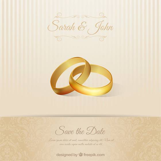 ゴールドの結婚指輪をデザインしたイラストテンプレート