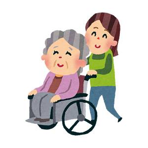 介護のイラスト「車椅子のおばあさん」