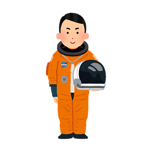 与圧服を着た宇宙飛行士のイラスト（男性）